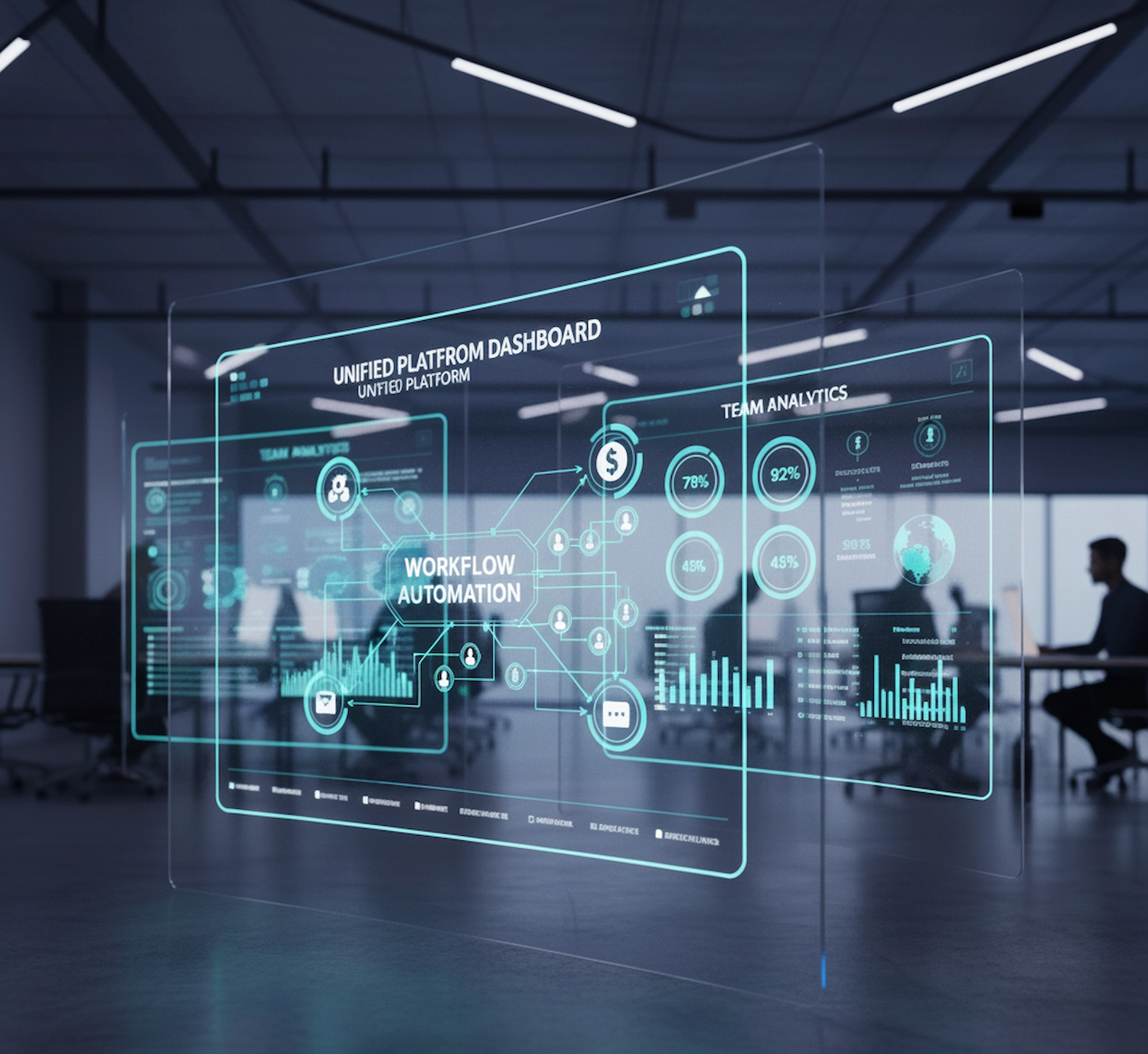 Vorquenxvyxiker unified platform dashboard showing workflow automation and team analytics